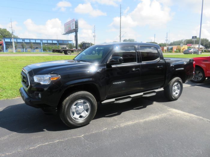 2020 Toyota Tacoma with LEER Switchblade, Side Steps, Tint, Hitch by TopperKING Brandon 813-689-2449 or Clearwater FL 727-530-9066. Call Now!