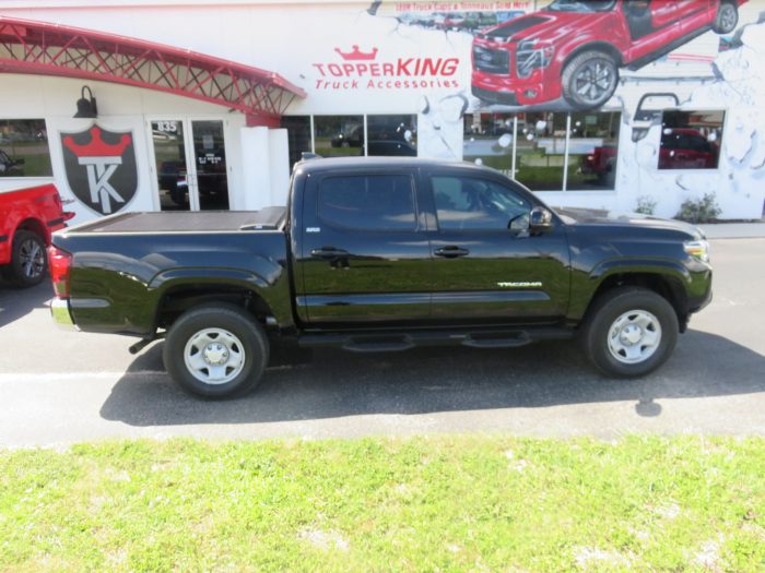 2020 Toyota Tacoma with LEER Switchblade, Side Steps, Tint, Hitch by TopperKING Brandon 813-689-2449 or Clearwater FL 727-530-9066. Call Now!