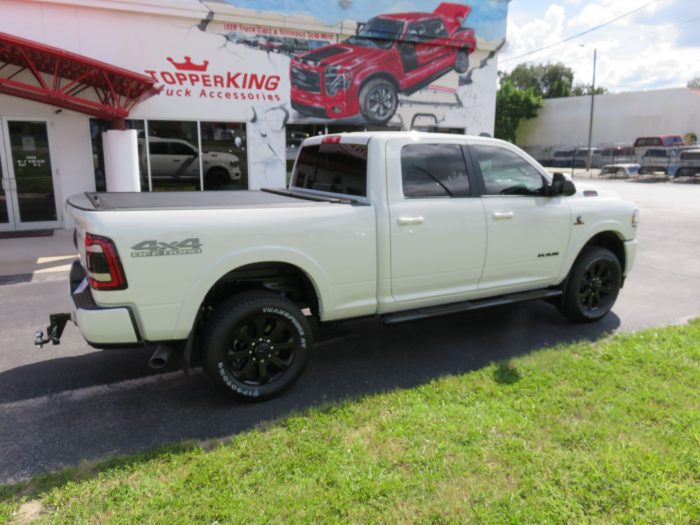 2020 Dodge RAM with Roll-n-Lock, Blacked Out Nerf Bars, Tint, Hitch. Call TopperKING Brandon 813-689-2449 or Clearwater FL 727-530-9066.