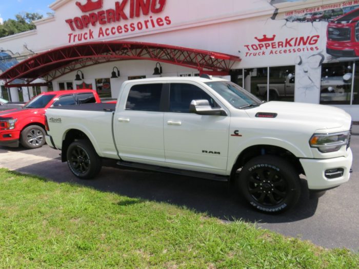 2020 Dodge RAM with Roll-n-Lock, Blacked Out Nerf Bars, Tint, Hitch. Call TopperKING Brandon 813-689-2449 or Clearwater FL 727-530-9066.