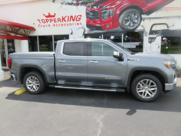 2020 GMC Sierra with LEER 700, Side Steps, Chrome, Tint, Hitch by TopperKING Brandon 813-689-2449 or Clearwater FL 727-530-9066. Call today!