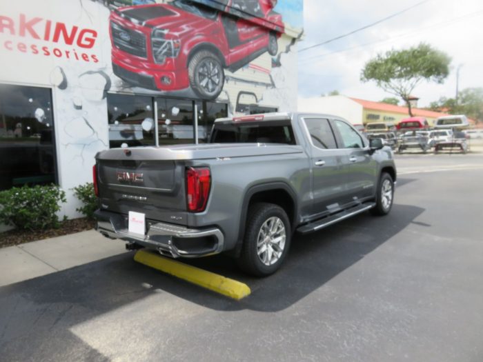 2020 GMC Sierra with LEER 700, Side Steps, Chrome, Tint, Hitch by TopperKING Brandon 813-689-2449 or Clearwater FL 727-530-9066. Call today!