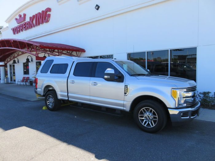 2020 Ford F250 with LEER 122, Blacked Out Nerf Bars, Tint, Hitch by TopperKING Brandon 813-689-2449 or Clearwater FL 727-530-9066. Call today!