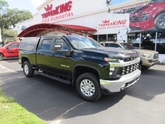 2020 Chevrolet Silverado with LEER 100XL, Vent Visors, Nerf Bars by TopperKING Brandon 813-689-2449 or Clearwater FL 727-530-9066. Call us!