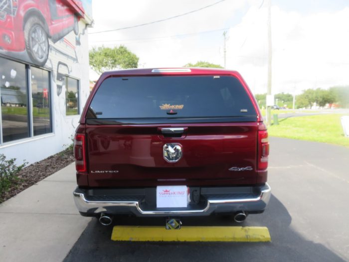 2020 Dodge RAM with LEER 100XL Fiberglass Topper, Chrome Bug Guard, Hitch. Call TopperKING Brandon 813-689-2449 or Clearwater FL 727-530-9066.