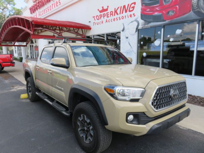 2020 Toyota Tacoma with Yakima Racks, Folding Tonneau, Nerf Bars by TopperKING Brandon 813-689-2449 or Clearwater FL 727-530-9066. Call us!