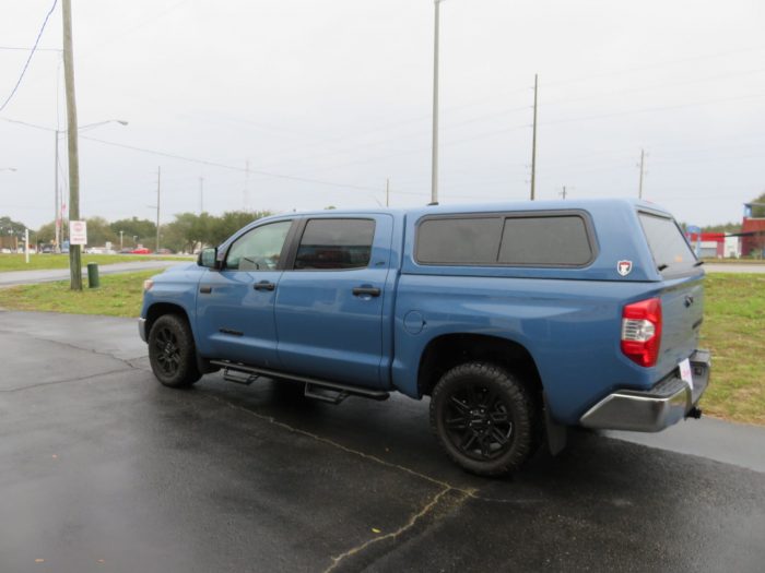 2020 Toyota Tundra with TK Defender, Side Steps, Tint, Hitch by TopperKING Brandon 813-689-2449 or Clearwater FL 727-530-9066. Call today!