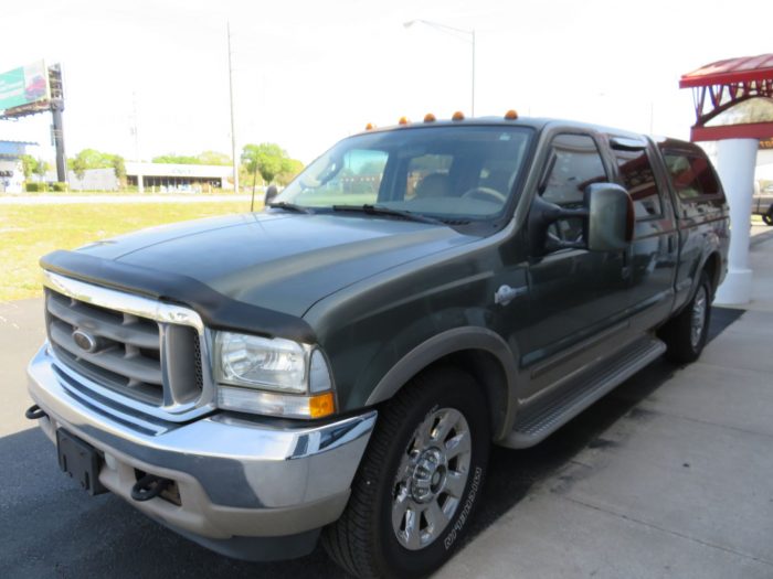 2003 Ford F250 with TK Defender, Vent Visors, Running Boards, Bug Guard. Call TopperKING Brandon 813-689-2449 or Clearwater FL 727-530-9066.
