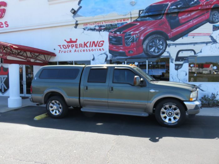 2003 Ford F250 with TK Defender, Vent Visors, Running Boards, Bug Guard. Call TopperKING Brandon 813-689-2449 or Clearwater FL 727-530-9066.