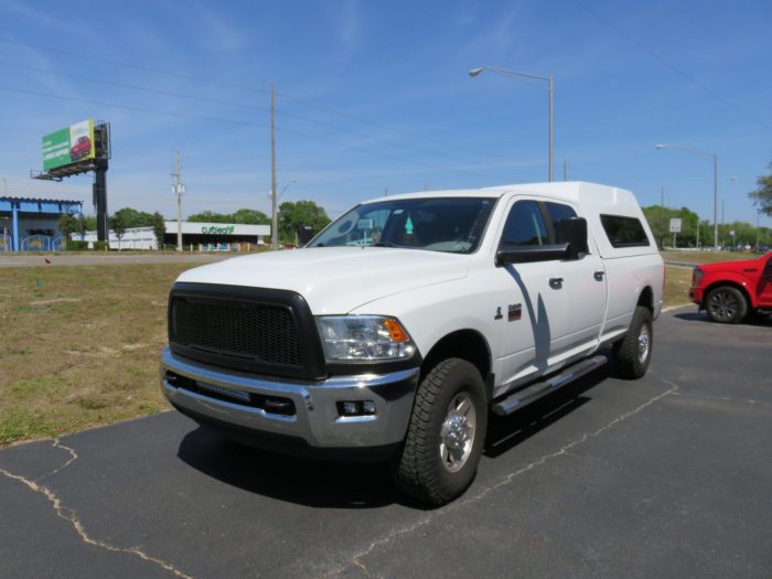 2012 Dodge RAM with LEER 122, Nerf bars, Windoor, Tint, Hitch by TopperKING Brandon 813-689-2449 or Clearwater FL 727-530-9066. Call Today!