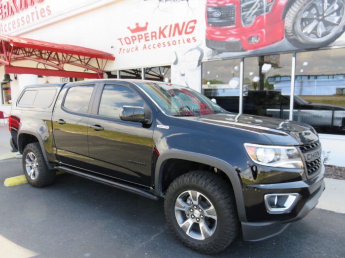 2020 Chevrolet Colorado with LEER 100XR, Side Steps, Tint, Hitch by TopperKING Brandon 813-689-2449 or Clearwater FL 727-530-9066. Call us!