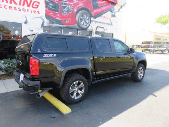 2020 Chevrolet Colorado with LEER 100XR, Side Steps, Tint, Hitch by TopperKING Brandon 813-689-2449 or Clearwater FL 727-530-9066. Call us!