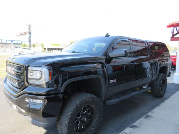2020 GMC Sierra with Ranch Icon, Black Out Nerf Bars, tint, Hitch by TopperKING Brandon 813-689-2449 or Clearwater FL 727-530-9066. Call us!