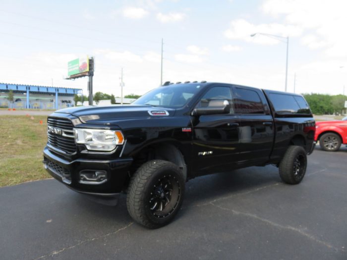 2020 Dodge RAM with LEER100XL Fiberglass Topper, Tint, Hitch by TopperKING Brandon 813-689-2449 or Clearwater FL 727-530-9066. Call us today!
