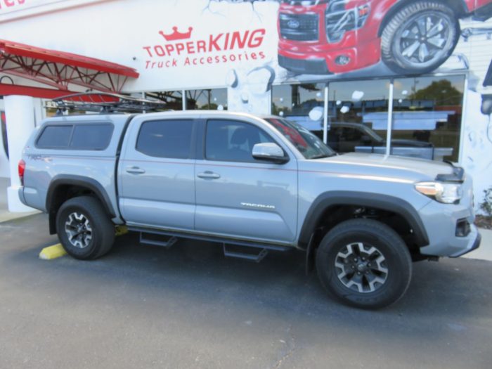 2020 Toyota Tacoma with LEER 100XR, Yakima, Drop Down Side Steps by TopperKING Brandon 813-689-2449 or Clearwater FL 727-530-9066. Call Us!