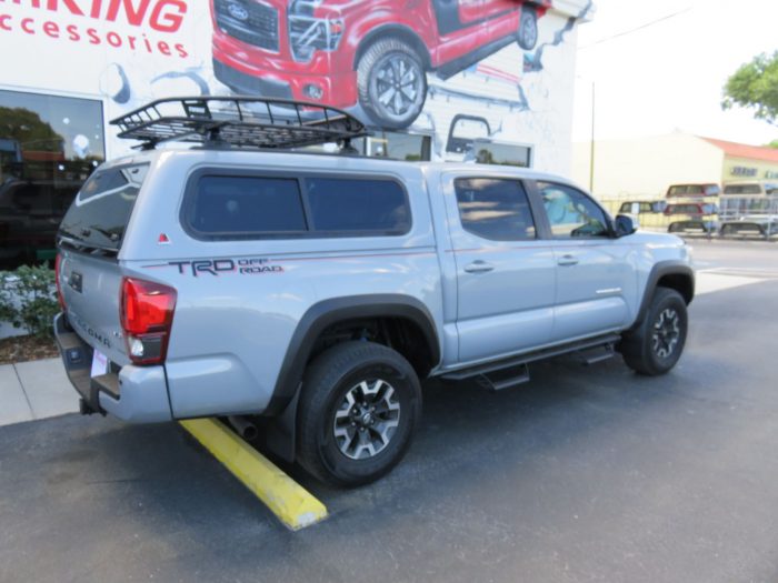 2020 Toyota Tacoma with LEER 100XR, Yakima, Drop Down Side Steps by TopperKING Brandon 813-689-2449 or Clearwater FL 727-530-9066. Call Us!