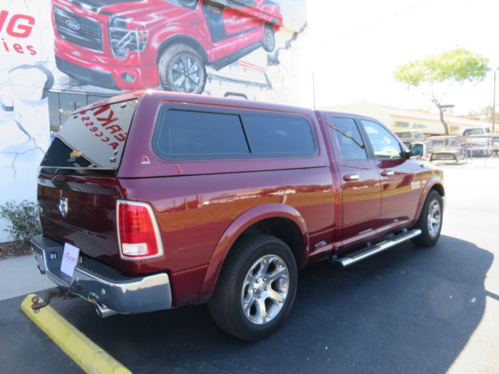 2020 Dodge RAM with LEER 100XR, Nerf Bars, Chrome, Tint, Hitch by TopperKING Brandon 813-689-2449 or Clearwater FL 727-530-9066. Call today!