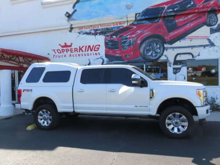 2020 Ford F250 with LEER 122 Fiberglass Cap, Chrome, Hitch, Tint by TopperKING Brandon 813-689-2449 or Clearwater FL 727-530-9066. Call Us!