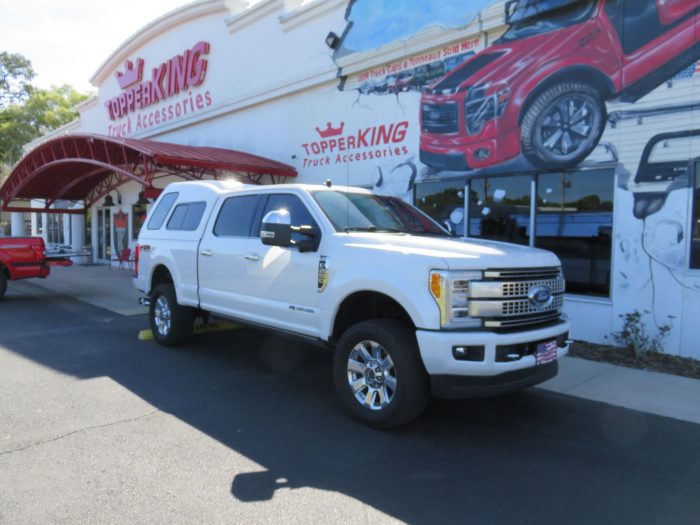 2020 Ford F250 with LEER 122 Fiberglass Cap, Chrome, Hitch, Tint by TopperKING Brandon 813-689-2449 or Clearwater FL 727-530-9066. Call Us!