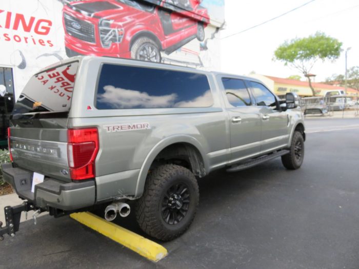 2021 Ford F250 with LEER 100XQ, Roof Racks, Side Steps, Tint, Hitch by TopperKING Brandon 813-689-2449 or Clearwater FL 727-530-9066. Call!