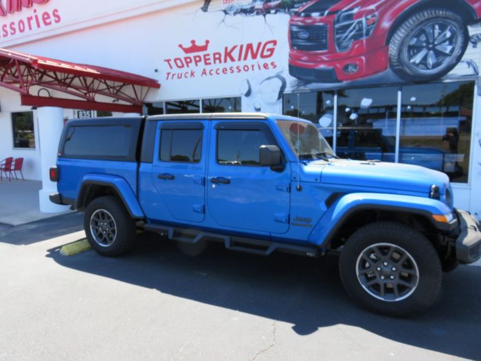 2020 Jeep Gladiator with LEER 100XQ, Vent Visors, Drop Down Steps, Hitch. Call TopperKING Brandon 813-689-2449 or Clearwater FL 727-530-9066.
