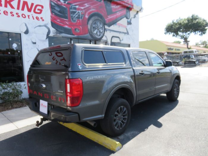 2020 Ford Ranger with TK Defender Fiberglass Topper, Hitch, Tint by TopperKING Brandon 813-689-2449 or Clearwater FL 727-530-9066. Call Us!