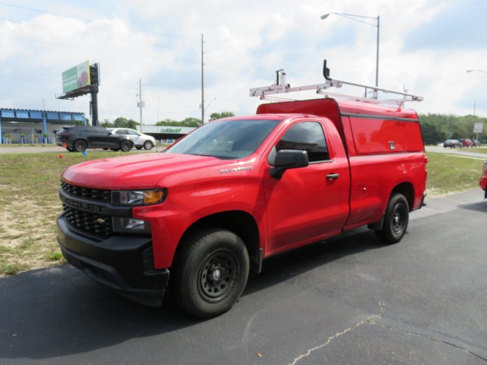 2020 Chevrolet Silverado with LEERDCC, Full Back Door, Roof Racks by TopperKING Brandon 813-689-2449 or Clearwater FL 727-530-9066. Call Us!