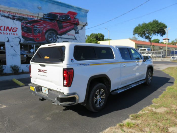 2020 GMC Sierra with TK Defender, Hitch, Running Boards, Chrome by TopperKING Brandon 813-689-2449 or Clearwater FL 727-530-9066. Call today!