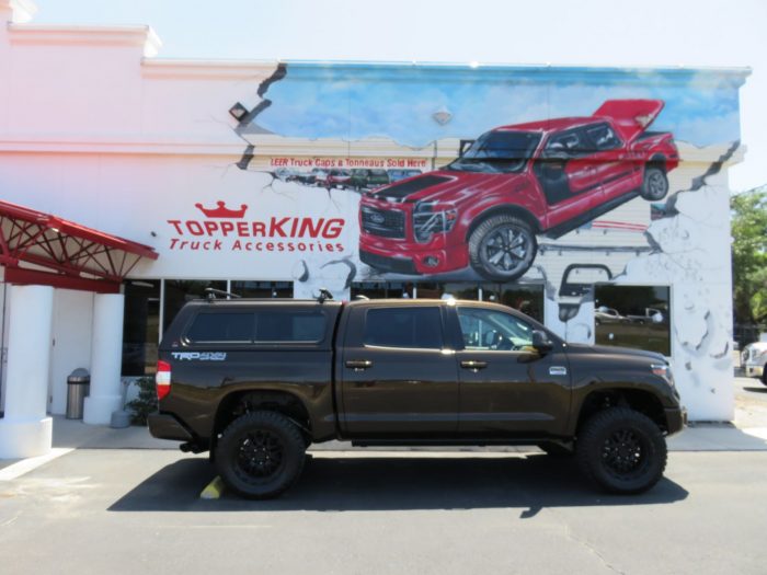 2021 Toyota Tundra with LEER 100XQ, Roof Racks, Hitch, Tint by TopperKING Brandon 813-689-2449 or Clearwater FL 727-530-9066. Call today!