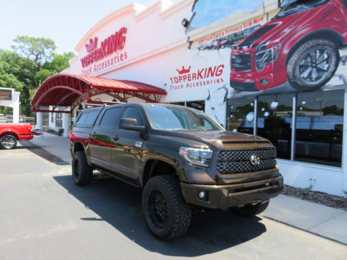 2021 Toyota Tundra with LEER 100XQ, Roof Racks, Hitch, Tint by TopperKING Brandon 813-689-2449 or Clearwater FL 727-530-9066. Call today!