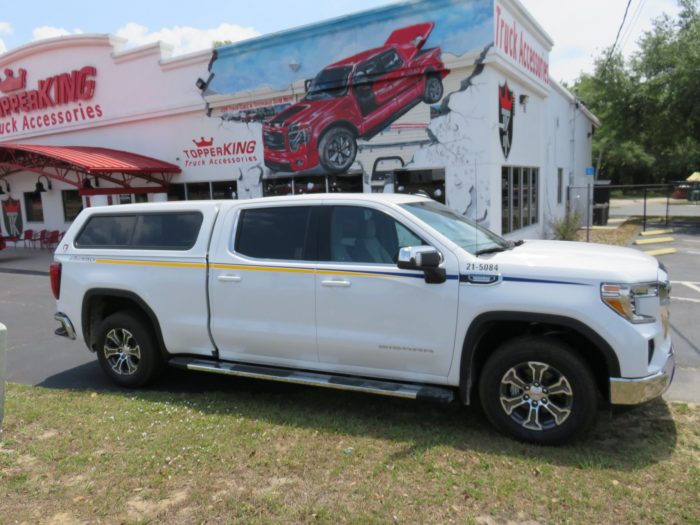 2020 GMC Sierra with TK Defender, Running Boards, BedSlide, Hitch. Call TopperKING Brandon 813-689-2449 or Clearwater FL 727-530-9066 today!