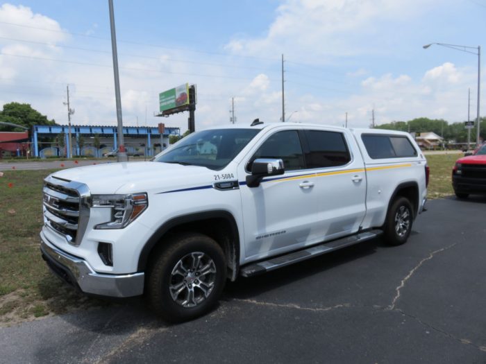 2020 GMC Sierra with TK Defender, Running Boards, BedSlide, Hitch. Call TopperKING Brandon 813-689-2449 or Clearwater FL 727-530-9066 today!