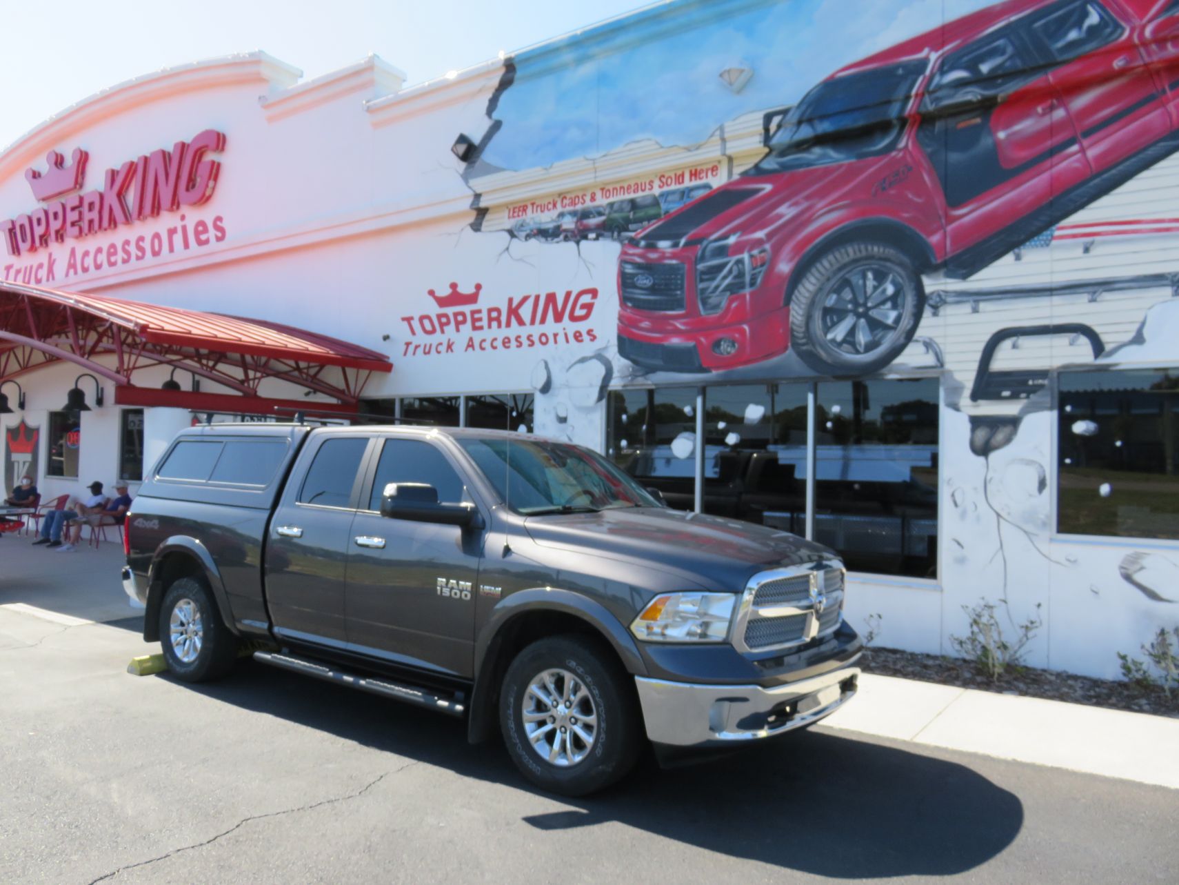 2018 Dodge RAM with LEER 100R, Roof Racks, Nerf Bars, Mud Flaps by TopperKING Brandon 813-689-2449 or Clearwater FL 727-530-9066. Call today!